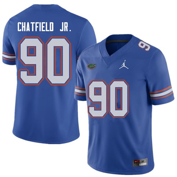 Men's NCAA Florida Gators Andrew Chatfield Jr. #90 Stitched Authentic Jordan Brand Royal College Football Jersey MHB0365GE